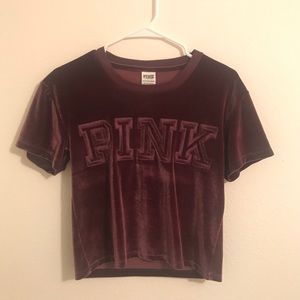 RARE cropped velvet PINK top